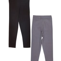 The Mom Store Cotton Pack of 2 Solid Leggings - Frost Grey & Brown-image-91