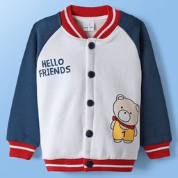Mark & Mia Fleece Knit Full Raglan Sleeves Bomber Jacket With Bear Graphics - Multi Colour-image-14
