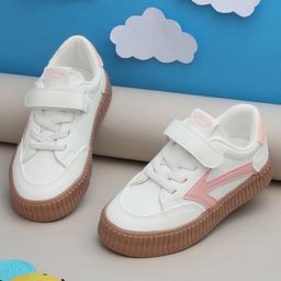 TRUFFLE COLLECTION Velcro Closure Arrow Embroidered Sneakers - White & Pink-image-69