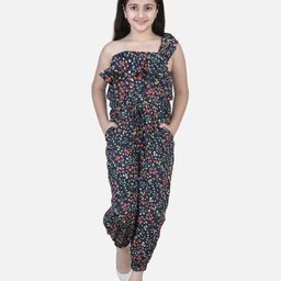 StyleStone Woven One Shoulder Sleeves Floral Printed Jumpsuit - Multi Colour-picture-43