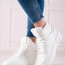 Shoetopia Solid Lace Up Sneakers - White-image-2
