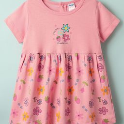 Tango Single Jersey Knit Half Sleeves Frock with Floral Print - Pink-picture-4