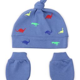 Tipy Tipy Tap Set Of 2 Dinosaur Designed Cap With Mittens - Blue - Diameter - 32 cm-5