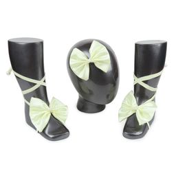 Tipy Tipy Tap Pearl Embellished Bow Applique Detailed Footless Shoes With Headband - Yellow-picture-0