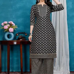 ZELZIS Women Ethnic Motifs Printed Regular Pure Cotton Kurta with Palazzos-picture-5