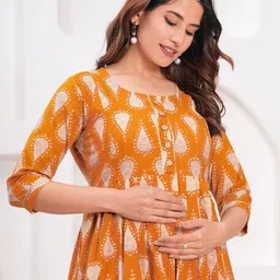 Moda Rapido Floral Print Maternity A-Line Midi Dress-picture-8