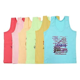 NEW TRINATH HOSIERY Boys Pack Of 6 Printed Cotton Basic Vests ST-01-33
