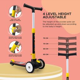 NHR Smart Kick Scooter with 3 Level Adjustable Height & Foldable Structure- Black image 3