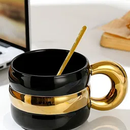 BonZeaL Black Printed Ceramic Glossy Mugs Set of Cups and Mugs-15