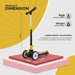 NHR Smart Kick Scooter with 3 Level Adjustable Height & Foldable Structure- Black image 4