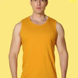 WOOSTRO Pack Of 2 Printed Combed Cotton Gym Vests VWS26(RUN YELLOW)(PLAIN MUSTARD)-image-42