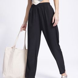 DressBerry Women Bold Basics Mid-Rise Regular Fit Pleated Trousers-image-97