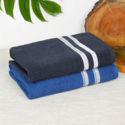 Creeva Comfort Living Royal Blue and Midnight Blue Cotton Solid Towels-38