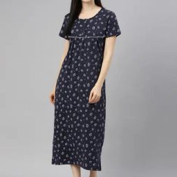 Kryptic Navy Printed Night Dress-image-19