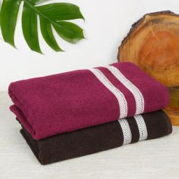 Creeva Comfort Living Brown and Wine Cotton Solid Towels-22