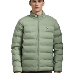 Louis Philippe Green Regular Fit Quilted Jacket-image-49