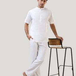 SleepZ by Raymond White Cotton Comfort Fit Nightwear Set-image-25