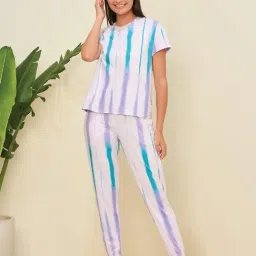 Sweet Dreams Cream Polyester Geometric Pyjama Set-picture-8