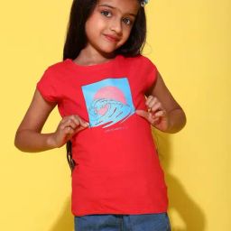 Tales & Stories Kids Red & Blue Cotton Printed T-Shirt-image-2