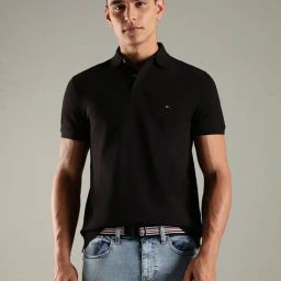 Tommy Hilfiger Black Cotton Regular Fit Polo T-Shirt-picture-21