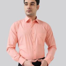 Raymond Orange Cotton Slim Fit Shirt-image-63