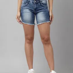 KASSUALLY Blue Relaxed Fit Shorts-image-74