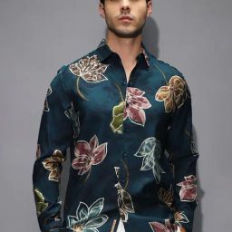 Campus Sutra Green Viscose Regular Fit Printed Shirt-image-78