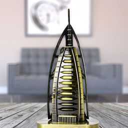 THE QUIRKY HOME Bronze-Toned Dubai Burj Al Arab Replica Monument Miniature Curio Showpiece-image-50