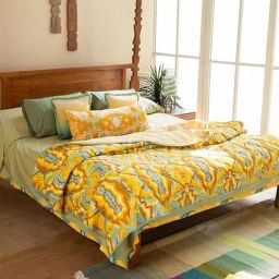 Mansara Cotton Cambric Amber Yellow Double Quilt-image-15