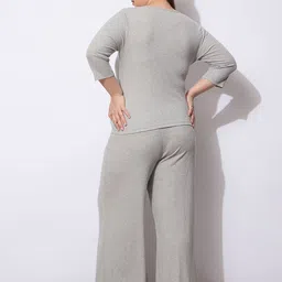 SASSAFRAS Curve Plus Size Rib Three-Quarter Sleeves Top With Trouser image 4