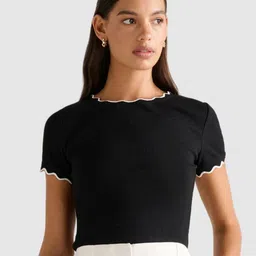 Forever New Women Solid Round Neck T-shirt-image-55