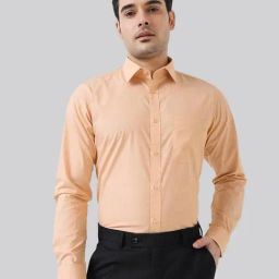 Raymond Orange Cotton Slim Fit Shirt-image-4
