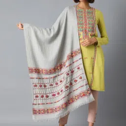 W Grey Embroidered Shawl-image-50