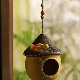 ExclusiveLane 'Swinging Cottage' Handmade & Hand-painted Bird House In Terracotta (6 Inch)-13