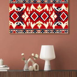 Nestroots Elegant Ikat Canvas Art Gold Frame Wall Painting-48