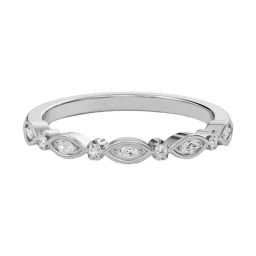 SHINE ETERNAL Lab Grown Diamond 14k (585) White Gold Alternating Round & Marq Band for Women-picture-22