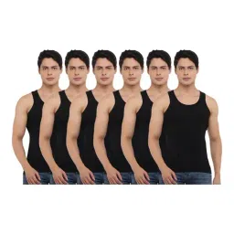 Dollar Bigboss Black Cotton Vests - Pack of 6-image-91