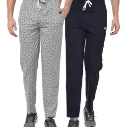 Vimal Jonney Grey & Navy Regular Fit Trackpants - Pack of 2-image-27