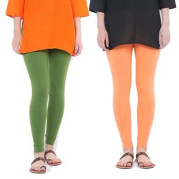 Dollar Missy Moss Green & Peach Cotton Leggings (Pack of 2)-image-51