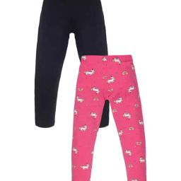 Plum Tree Kids Pink & Black Cotton Printed Leggings-image-59