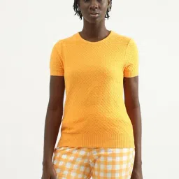 United Colors of Benetton Orange Cotton Self Pattern Top-picture-38