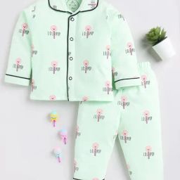 Clt.s Unisex Mint Green Graphic Print Full Sleeves Shirt With Pyjamas-image-92