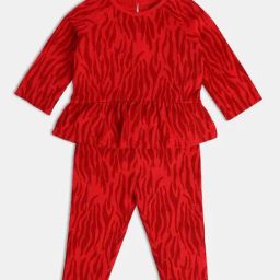 MINIKLUB Girls Red Printed Full Sleeves Top And Bottom-image-59