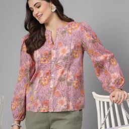 QOMN Purple Cotton Printed Top-image-25