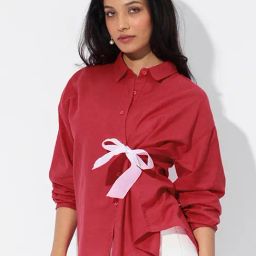 The Souled Store Red Cotton Loose Fit Shirt-image-59