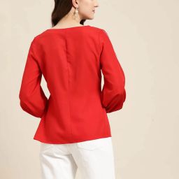 Qurvii Red Regular Fit Top image 2