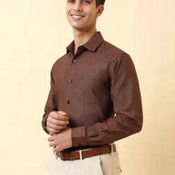 Allen Solly Brown Cotton Slim Fit Shirt-picture-41