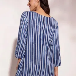 Fabindia Blue Viscose Hand Block Printed Tunic image 2