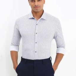 Allen Solly White Slim fit Print Formal Shirt-image-34