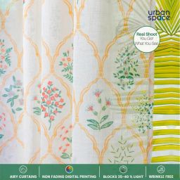 Urban Space Multicolor Polyester Printed Window Curtain with Eyelets & Tieback - Set of 2 (5 ft) image 2
